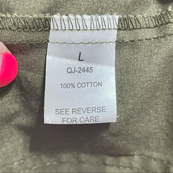 Zenana Outfitters Olive Green Sleeveless Hooded Cargo Utility Drawstring Vest L - Picture 5 of 5